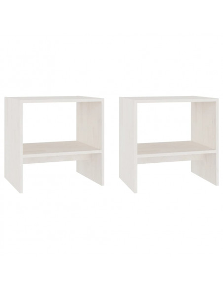 Comodini 2 pz Bianchi 40x30,5x40 cm in Legno Massello di Pino