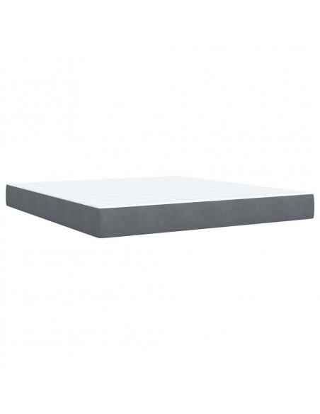 Giroletto a Molle con Materasso Grigio Scuro 180x200 cm Velluto