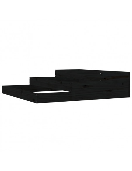 Fioriera Nera 107x107x27 cm in Legno Massello di Pino