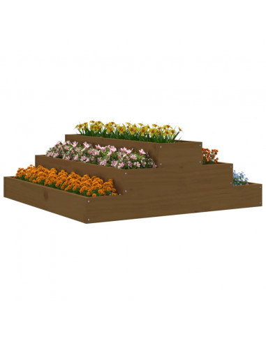 Fioriera Miele 80x80x27 cm in Legno Massello di Pino
