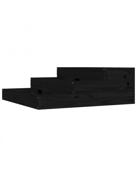 Fioriera Nera 78x78x27 cm in Legno Massello di Pino