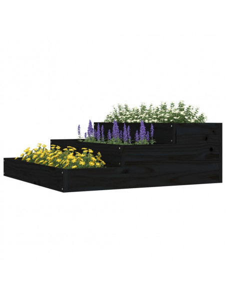 Fioriera Nera 78x78x27 cm in Legno Massello di Pino