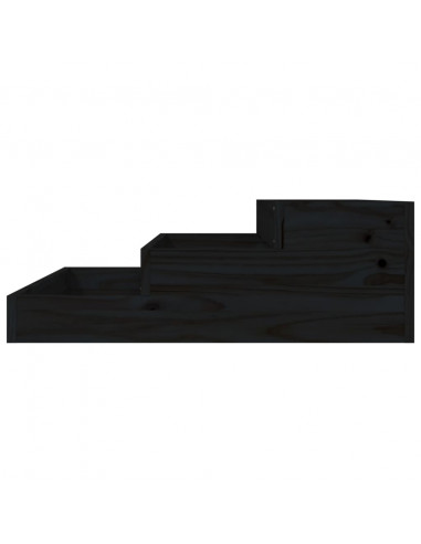 Fioriera Nera 78x78x27 cm in Legno Massello di Pino