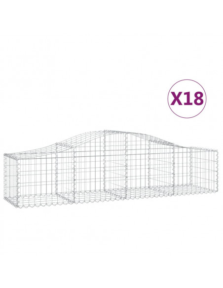 Cesti Gabbioni ad Arco 18 pz 200x50x40/60 cm Ferro Zincato