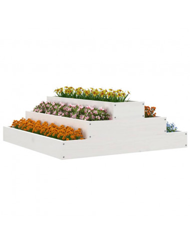Fioriera Bianca 80x80x27 cm in Legno Massello di Pino