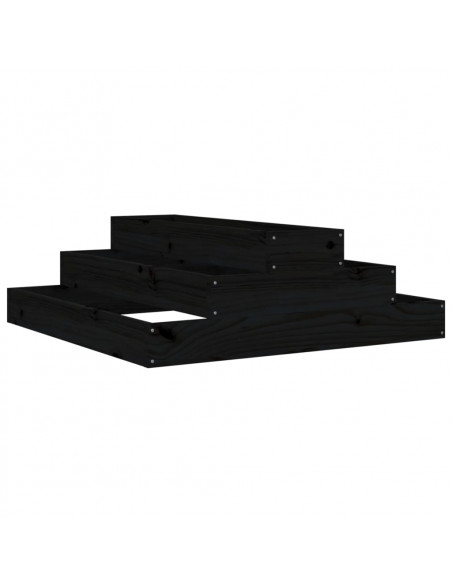 Fioriera Nera 80x80x27 cm in Legno Massello di Pino