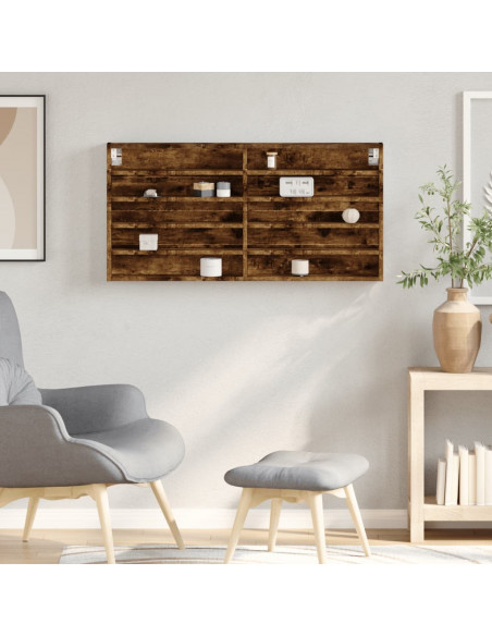 Armadietto Vetrina Rovere Fumo 100x8,5x50 cm Legno Multistrato