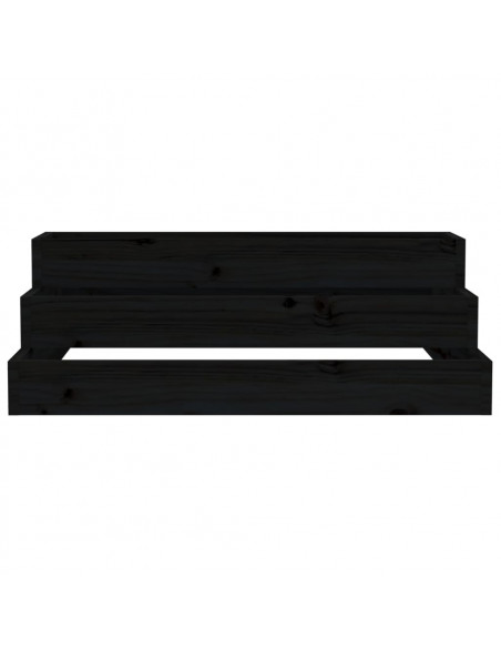 Fioriera Nera 80x80x27 cm in Legno Massello di Pino