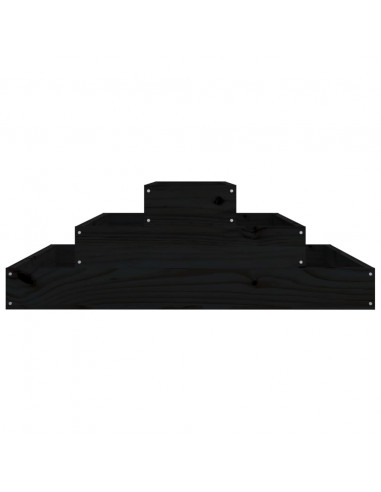 Fioriera Nera 80x80x27 cm in Legno Massello di Pino