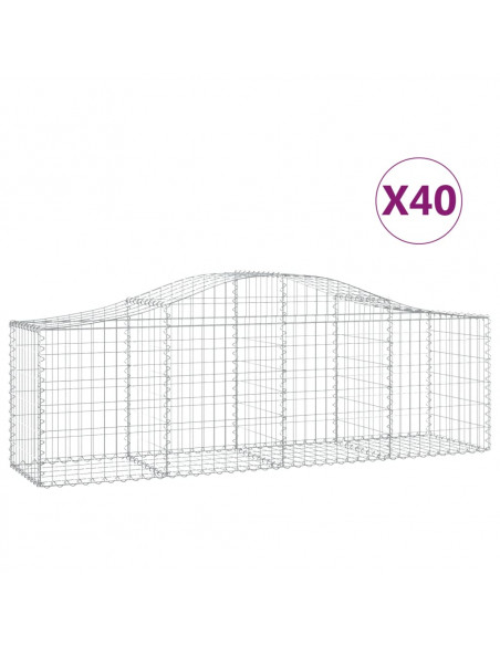 Cesti Gabbioni ad Arco 40 pz 200x50x60/80 cm Ferro Zincato