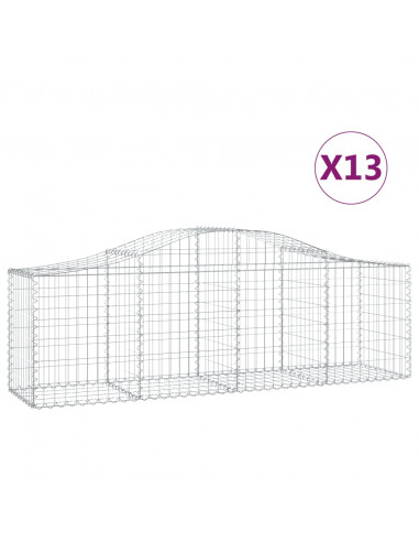 Cesti Gabbioni ad Arco 13 pz 200x50x60/80 cm Ferro Zincato