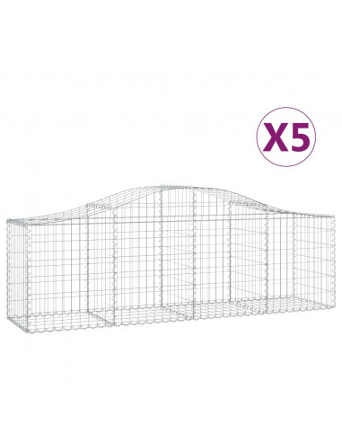 Cesti Gabbioni ad Arco 5 pz 200x50x60/80 cm Ferro Zincato