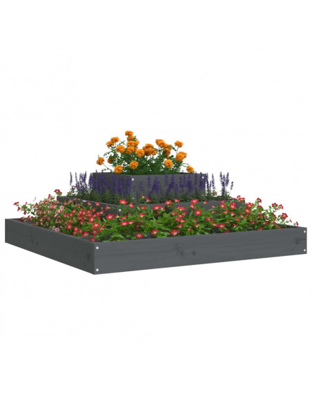 Fioriera Grigia 80x80x27 cm in Legno Massello di Pino
