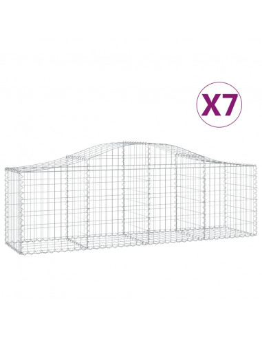 Cesti Gabbioni ad Arco 7 pz 200x50x60/80 cm Ferro Zincato