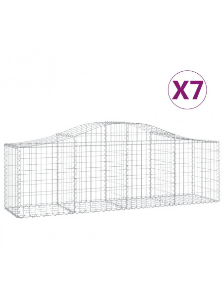 Cesti Gabbioni ad Arco 7 pz 200x50x60/80 cm Ferro Zincato