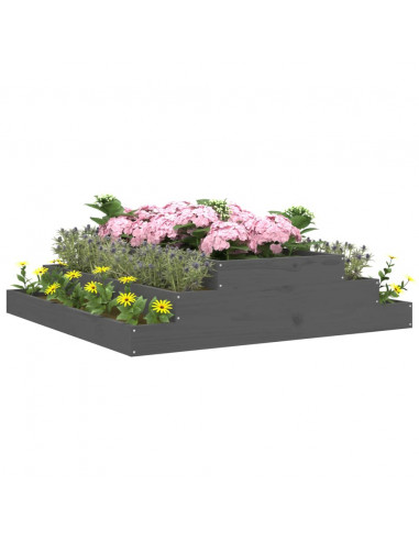 Fioriera Grigia 110x110x27 cm in Legno Massello di Pino