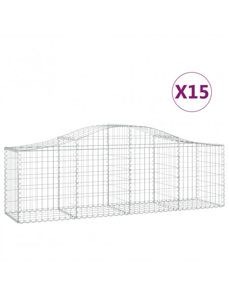 Cesti Gabbioni ad Arco 15 pz 200x50x60/80 cm Ferro Zincato