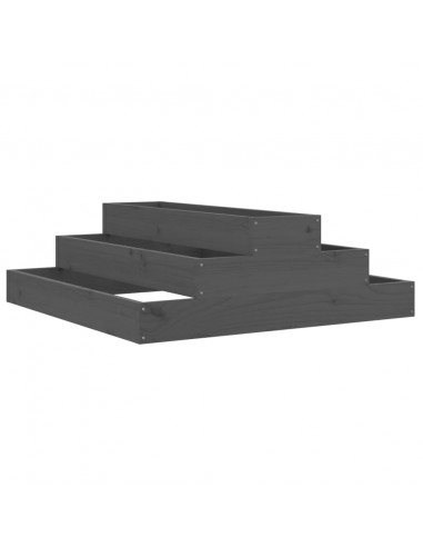 Fioriera Grigia 80x80x27 cm in Legno Massello di Pino