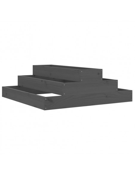 Fioriera Grigia 80x80x27 cm in Legno Massello di Pino