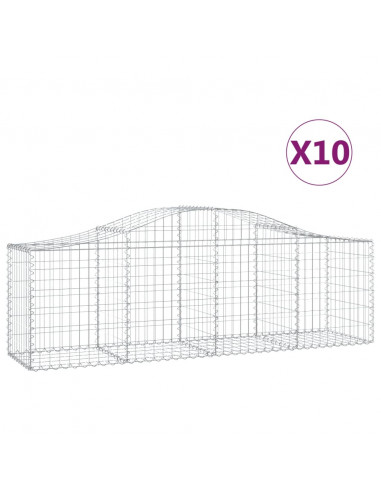 Cesti Gabbioni ad Arco 10 pz 200x50x60/80 cm Ferro Zincato