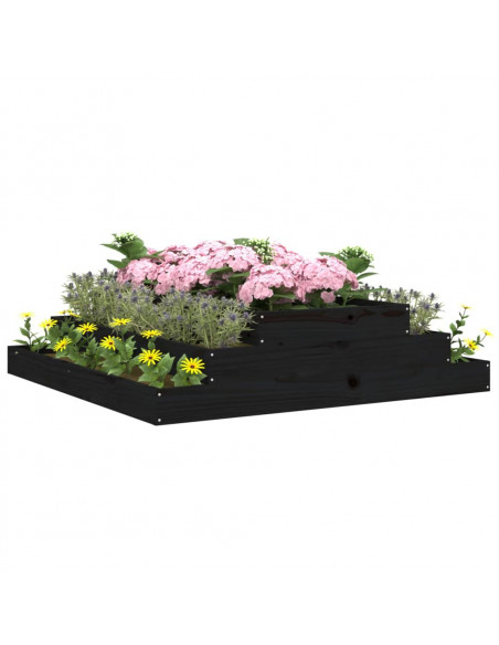 Fioriera Nera 110x110x27 cm in Legno Massello di Pino