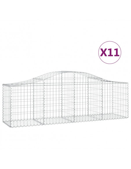 Cesti Gabbioni ad Arco 11 pz 200x50x60/80 cm Ferro Zincato