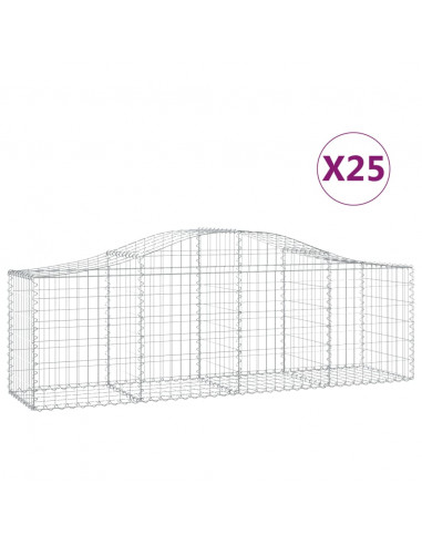 Cesti Gabbioni ad Arco 25 pz 200x50x60/80 cm Ferro Zincato