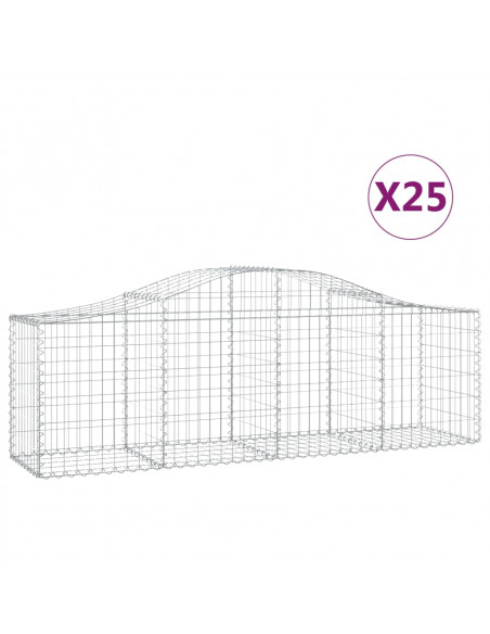 Cesti Gabbioni ad Arco 25 pz 200x50x60/80 cm Ferro Zincato