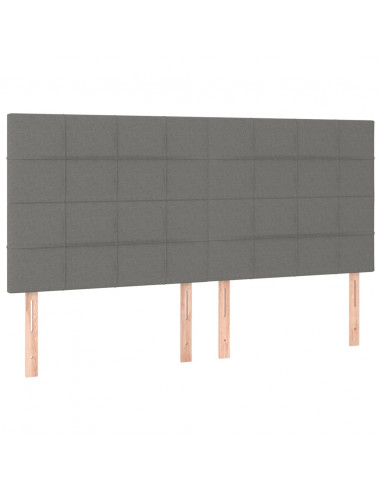 Giroletto a Molle con Materasso Grigio Scuro 200x200 cm Tessuto