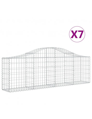 Cesti Gabbioni ad Arco 7 pz 200x30x60/80 cm Ferro Zincato