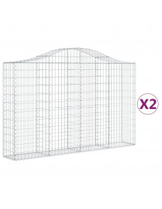 Cesti Gabbioni ad Arco 2 pz 200x30x120/140 cm Ferro Zincato 2