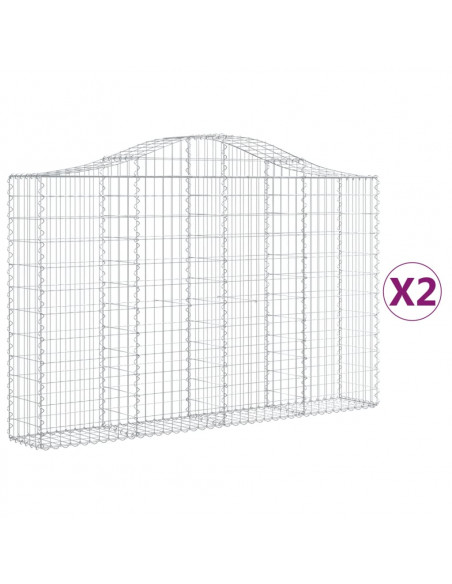 Cesti Gabbioni ad Arco 2 pz 200x30x120/140 cm Ferro Zincato