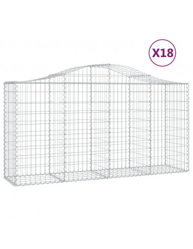 Cesti Gabbioni ad Arco 18 pz 200x50x100/120 cm Ferro Zincato