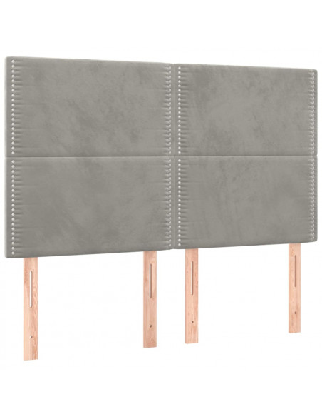 Giroletto a Molle con Materasso Grigio Chiaro 140x190cm Velluto