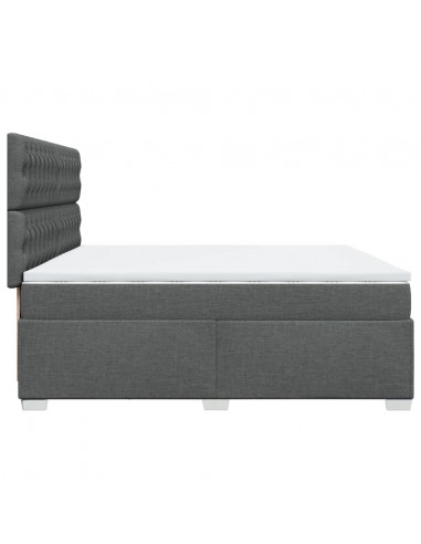 Giroletto a Molle con Materasso Grigio Scuro 200x200 cm Tessuto