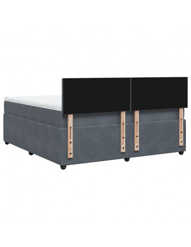 Giroletto a Molle con Materasso Grigio Scuro 180x200 cm Velluto