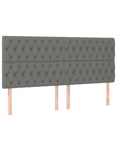 Giroletto a Molle con Materasso Grigio Scuro 200x200 cm Tessuto