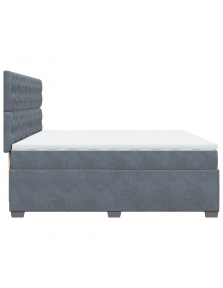 Giroletto a Molle con Materasso Grigio Scuro 200x200 cm Velluto