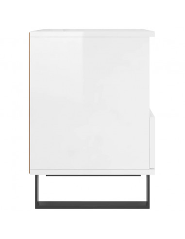 Comodino Bianco Lucido 40x35x50 cm in Legno Multistrato