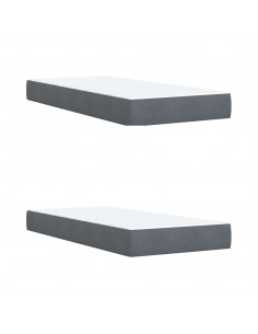 Giroletto a Molle con Materasso Grigio Scuro 200x200 cm Velluto 2