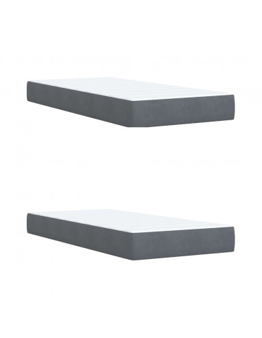 Giroletto a Molle con Materasso Grigio Scuro 200x200 cm Velluto