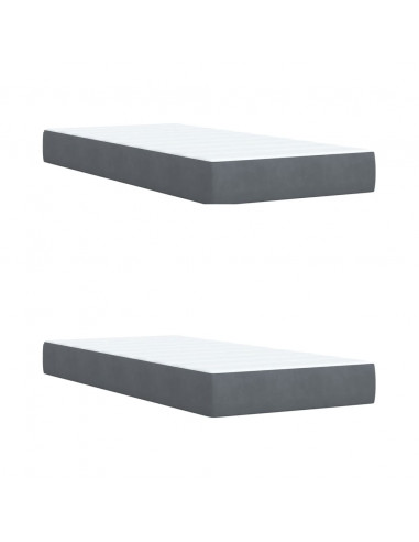 Giroletto a Molle con Materasso Grigio Scuro 200x200 cm Velluto