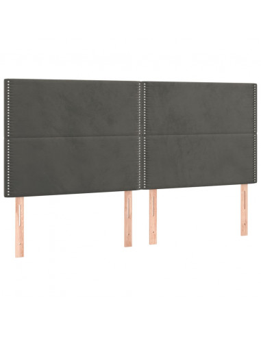 Giroletto a Molle con Materasso Grigio Scuro 200x200 cm Velluto