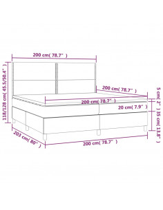 Giroletto a Molle con Materasso Grigio Scuro 200x200 cm Velluto 2