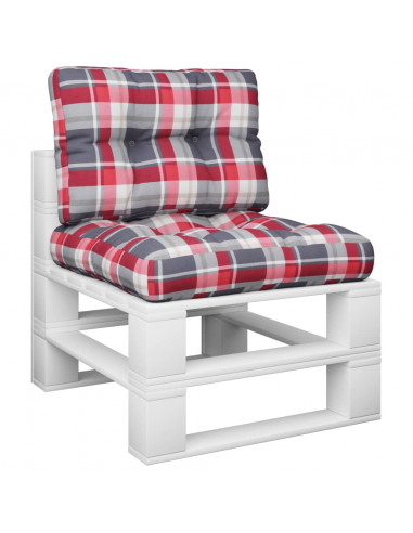 Cuscini per Pallet 2 pz Rossi a Quadri in Tessuto