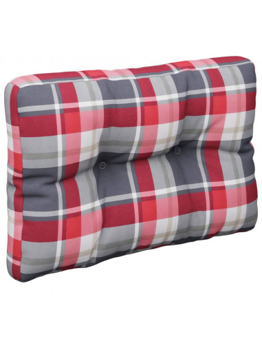 Cuscini per Pallet 2 pz Rossi a Quadri in Tessuto