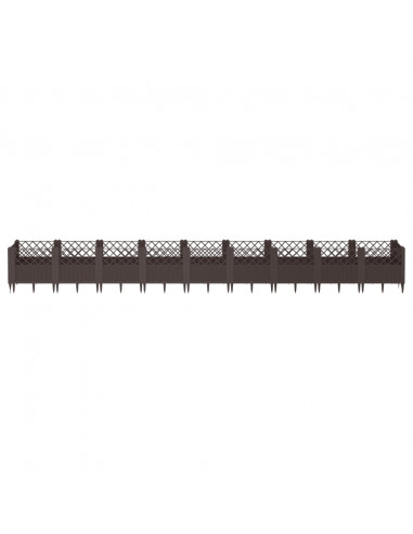 Fioriera da Giardino con Picchetti Marrone 363,5x43,5x43,5cm PP