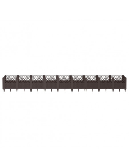 Fioriera da Giardino con Picchetti Marrone 363,5x43,5x43,5cm PP