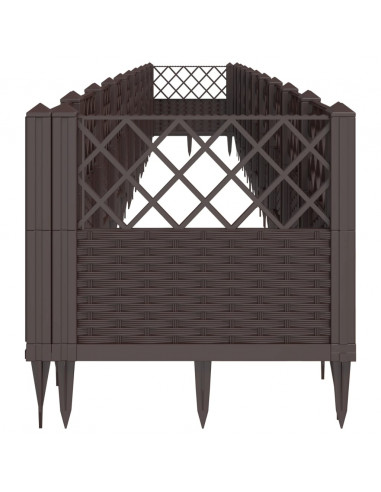 Fioriera da Giardino con Picchetti Marrone 363,5x43,5x43,5cm PP