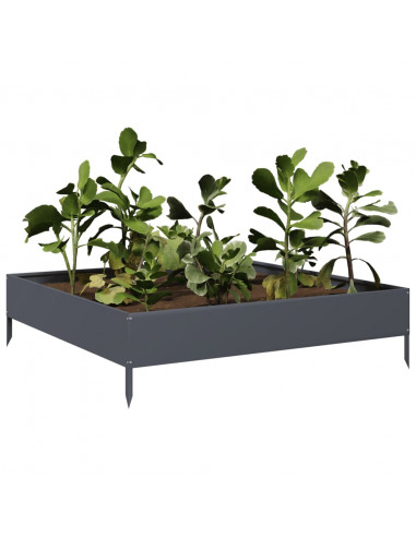 Fioriera Rialzata da Giardino Antracite 100x100x26 cm Acciaio
